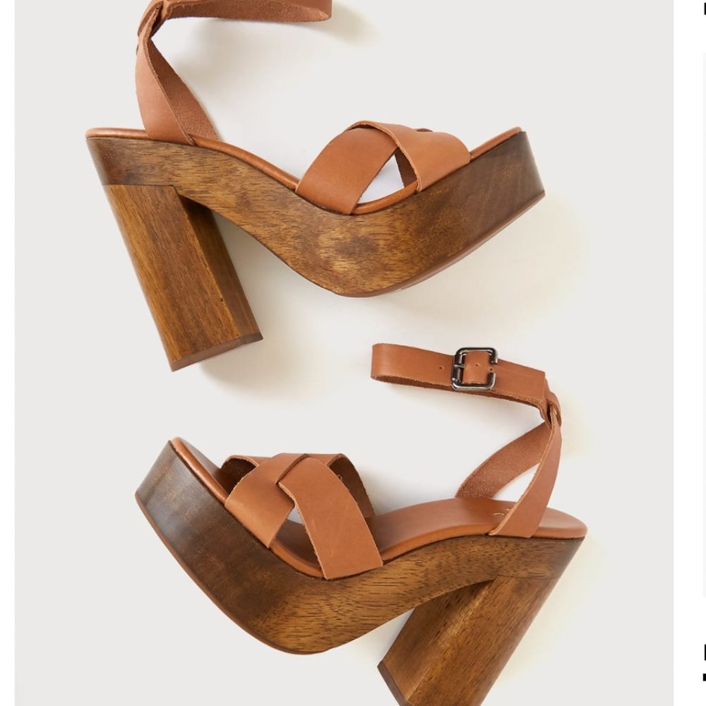 Laurel Cognac Vachetta Leather Platform Sandals - Picture 3 of 3